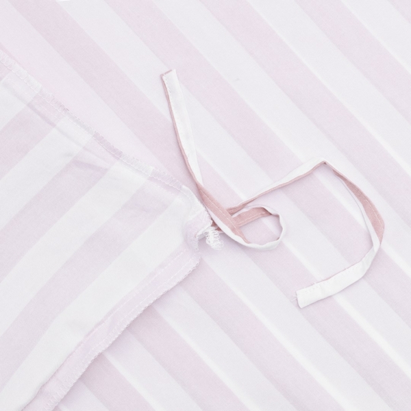 Bambus sengetøj hvid/gammel rosa stribet bred
