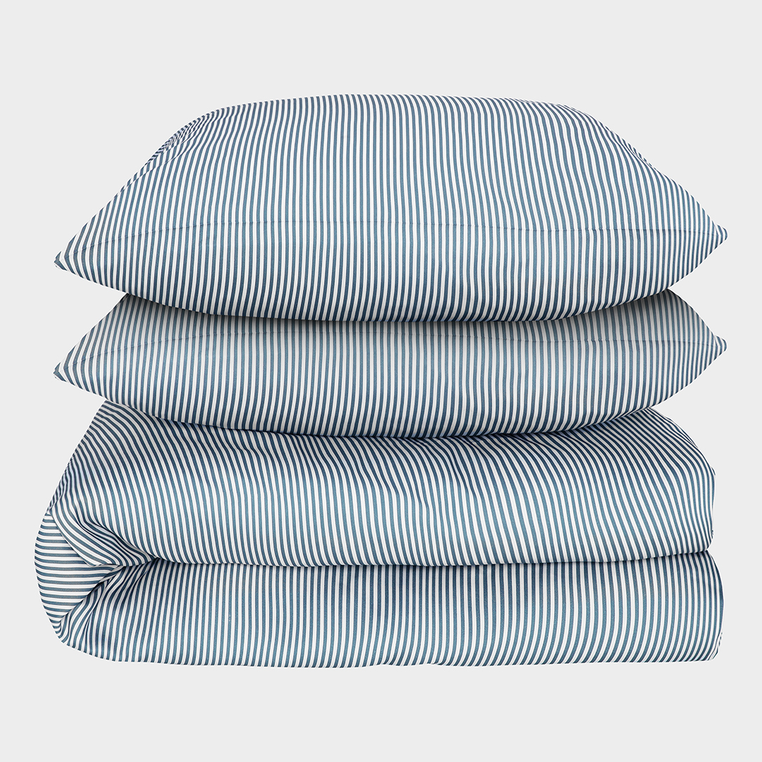 Bambus sengetøj hvid/grålig stribet 200x220 200x220