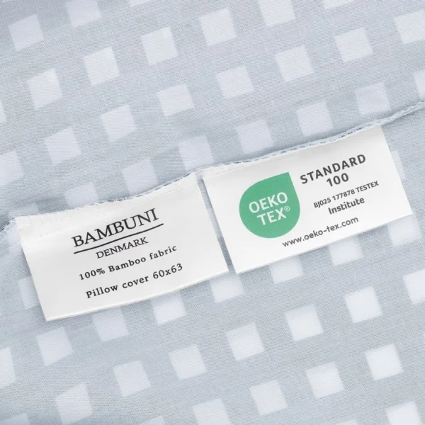 Bambus sengetøj hvid/grålig ternet