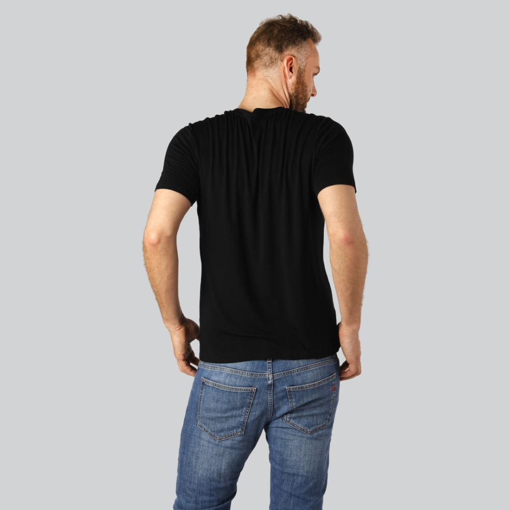 riffel lighed Vil ikke Bambus T-shirt O-hals i sort til mænd | Bambuni Denmark