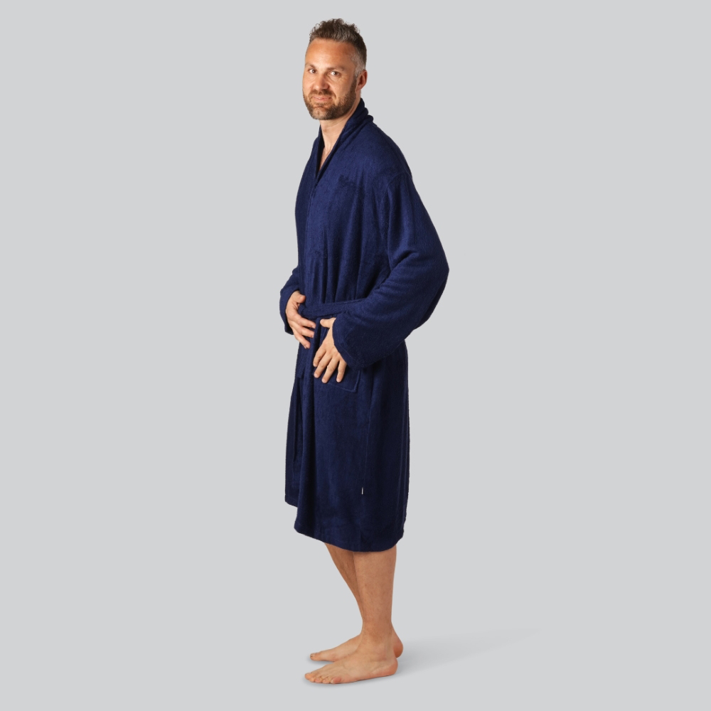 sponsor duft dug Bambus morgenkåbe i blå til mænd | Bambuni Denmark