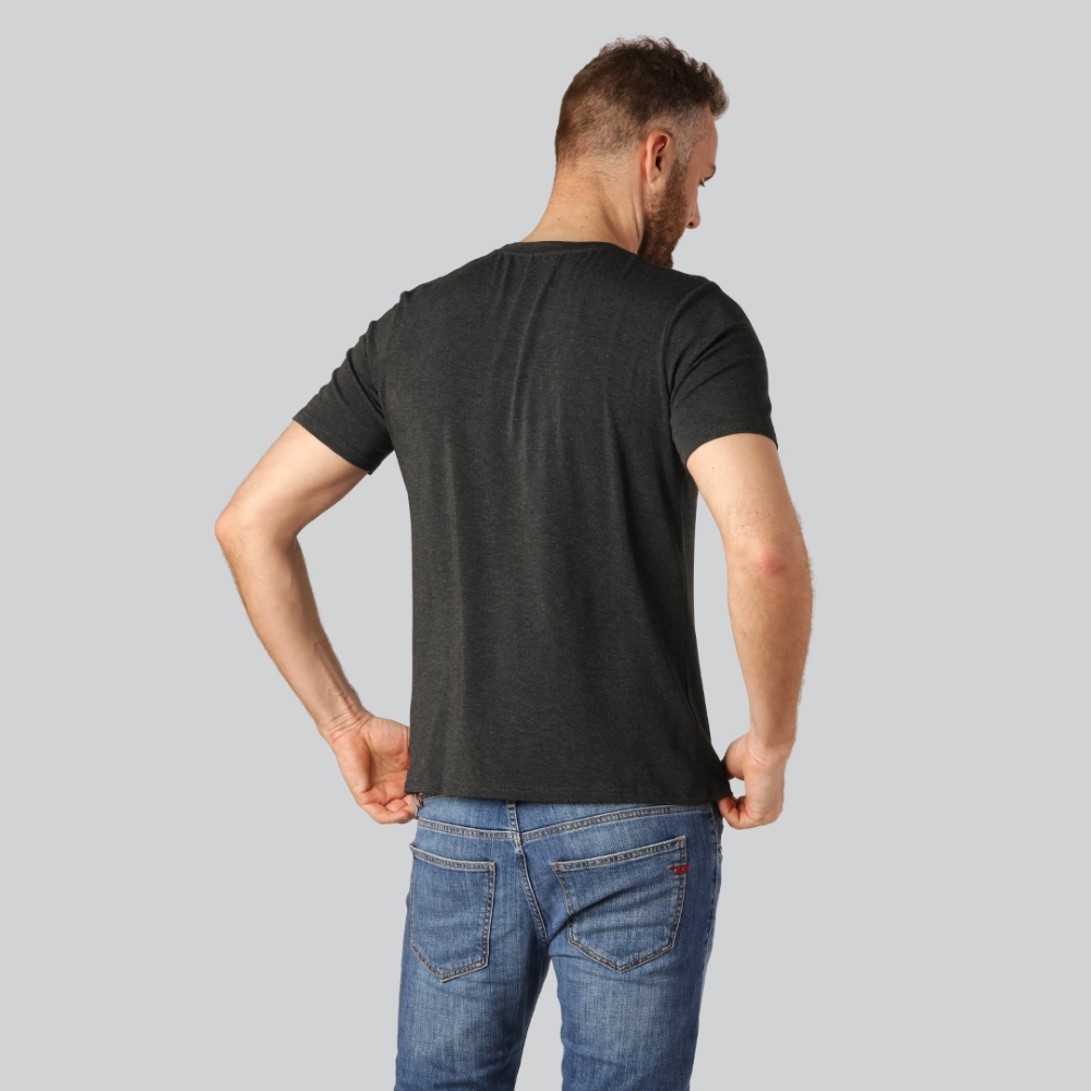 rør butiksindehaveren sort Bambus T-shirt O-hals i koksgrå til mænd | Bambuni Denmark