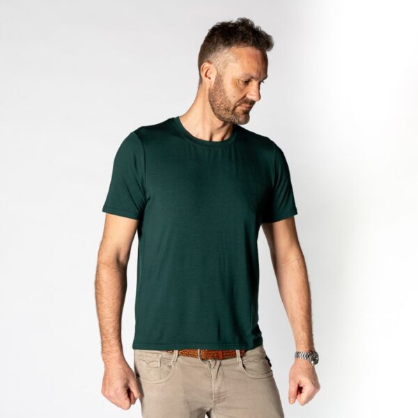 Bambus T-shirt O-hals i grøn til mænd